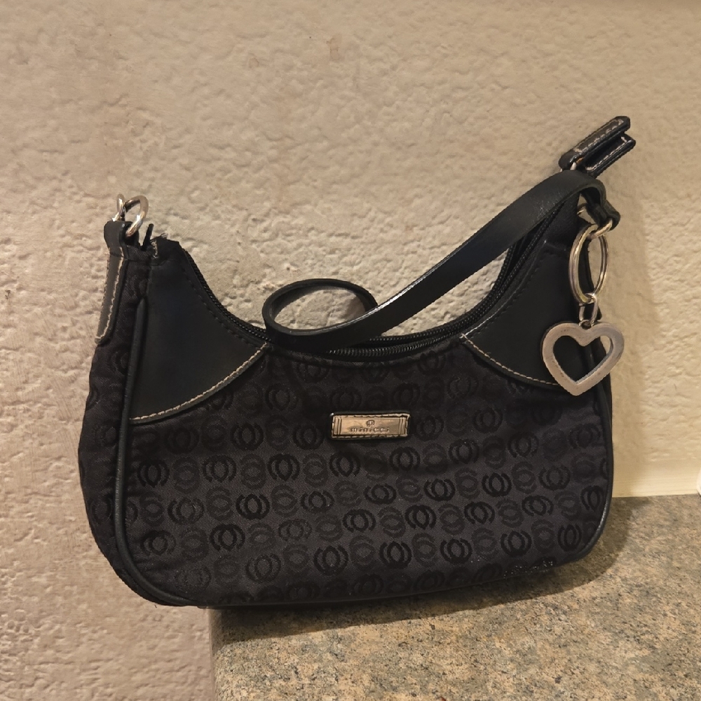 Minicci Black Shoulder Bag with Heart Charm Used In Good Condition
